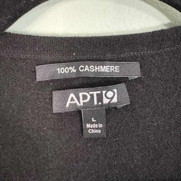 APT 9 Cardigan Womens L Cashmere Diamond Argyle Button Up Cozy Sweater Black - Picture 7 of 7